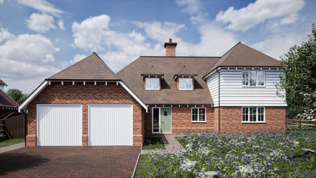 Clean rendered home exterior