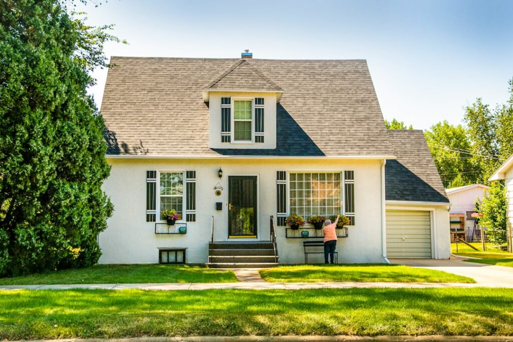 Clean white rendered house exterior